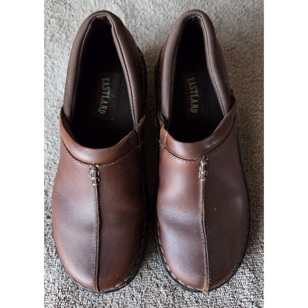 Eastland Womens Kelsey Leather Clogs Brown Size 7.5 MED Excellent Used Condition